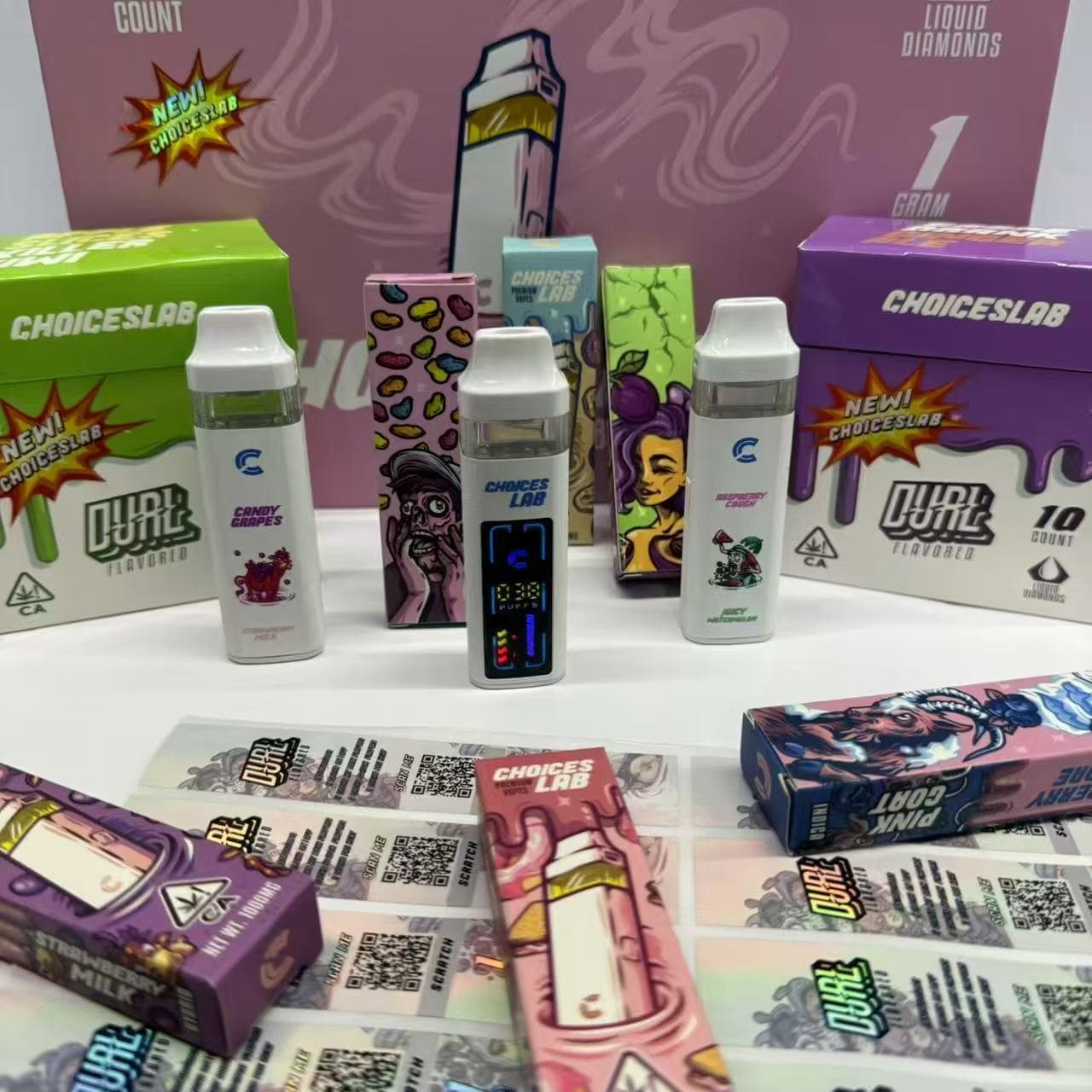 wholesale 2024 newest Choices labs dual flavor 2g liquid diamonds disposable vape pen with package and screen