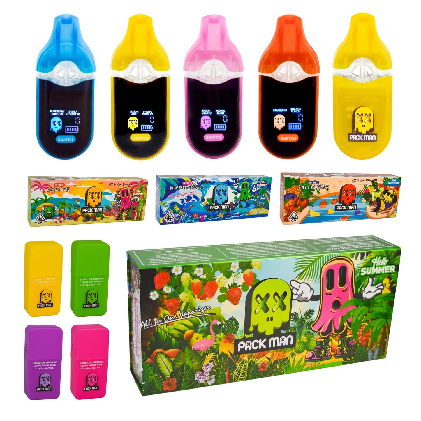 Packman Dual Flavor Vape Pen – 2ml All-in-One Summer Edition with LED Screen