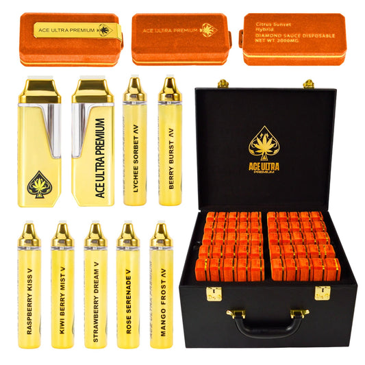 Ace Ultra Premium Black & Gold Edition 2ml Vape Pen – Luxury Gift Box (Customizable Logo Available)