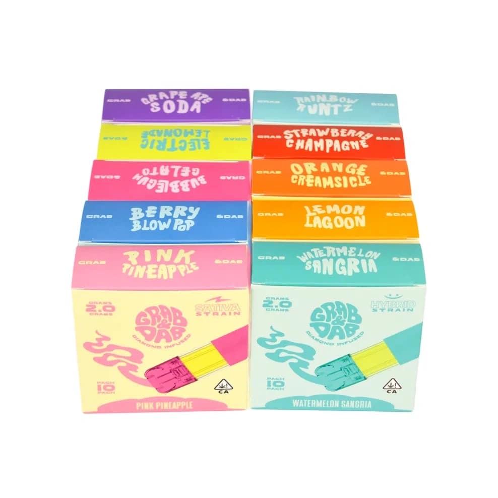 grab dab 2g disposable vape – postless design, led display, type c rechargeable, 10 flavors