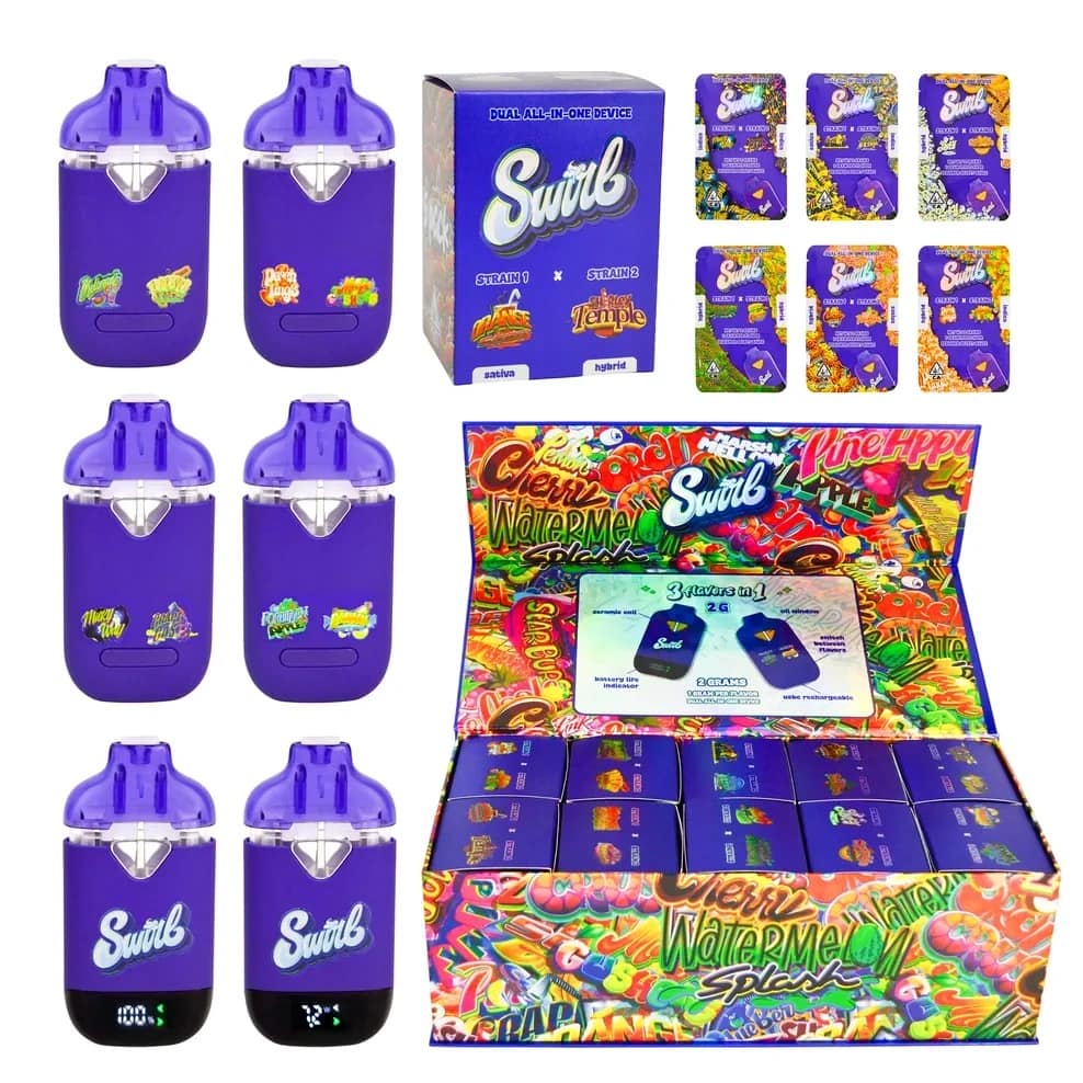 swirl dual chamber 2g disposable vape – rechargeable pod with 10 premium flavors