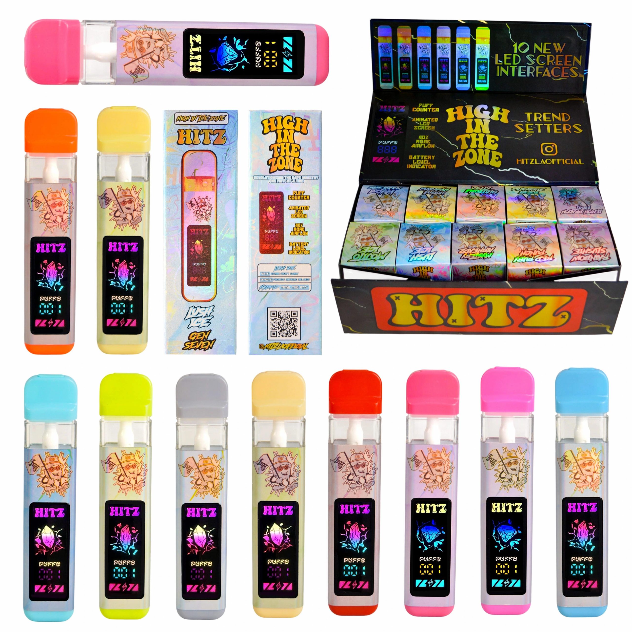 hitz 2g disposable vape pen – ceramic core, type c rechargeable, led display