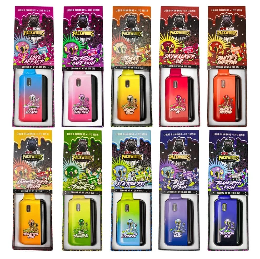 gas house v2 x packwoods 2g disposable vape – led display | preheat | rechargeable