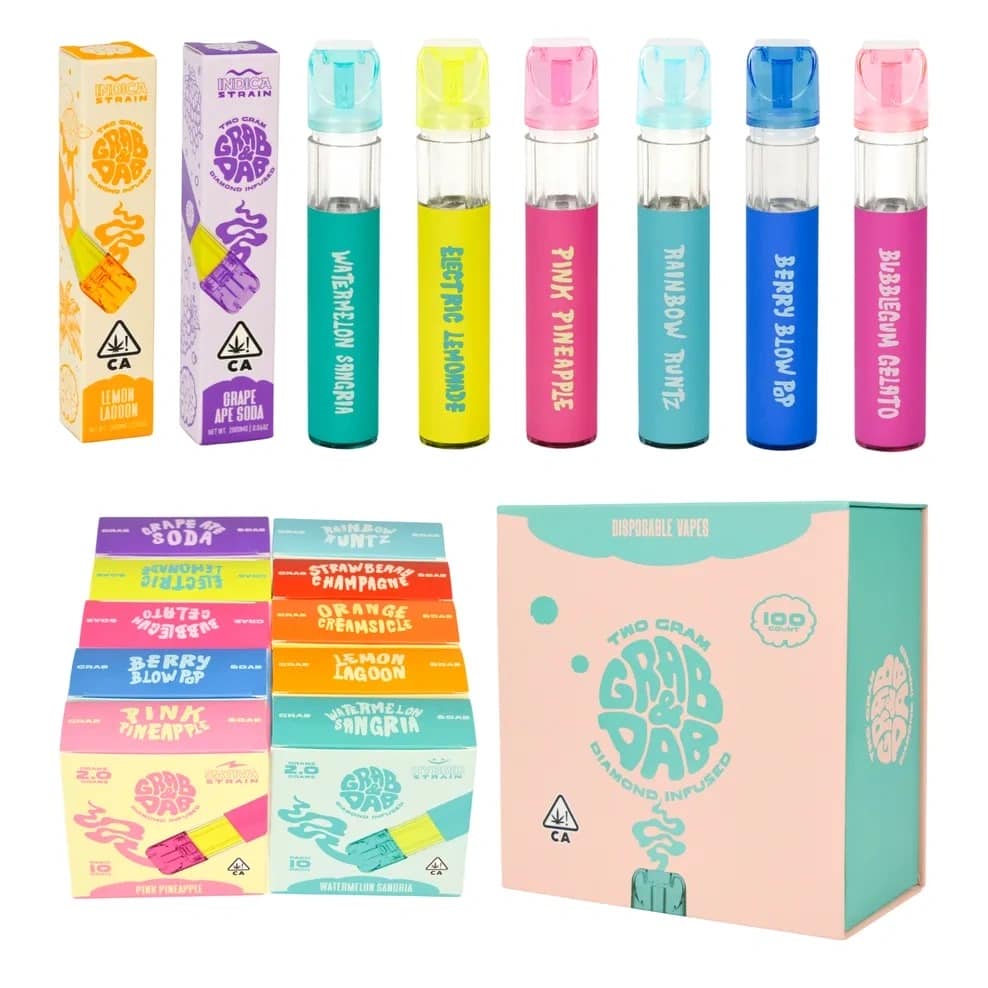 grab dab 2g disposable vape – postless design, led display, type c rechargeable, 10 flavors