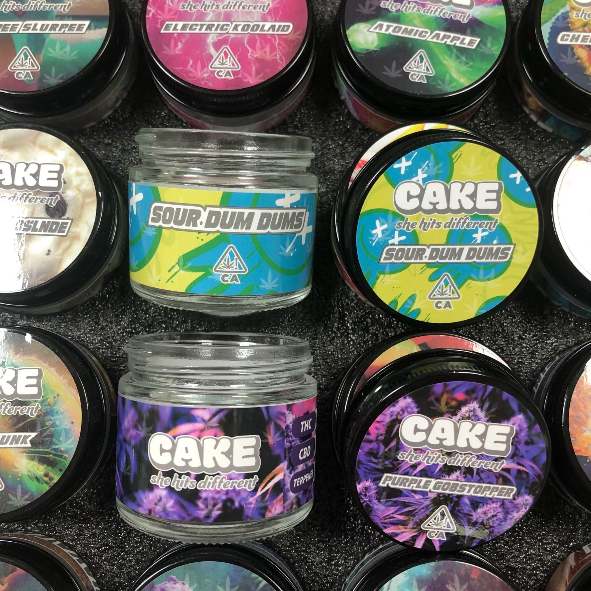 cake glass jar 1oz — premium live resin & sugar concentrate jars