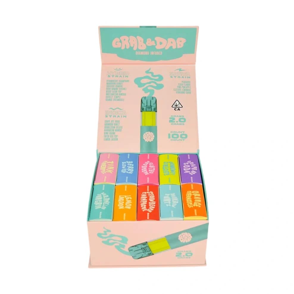 grab dab 2g disposable vape – postless design, led display, type c rechargeable, 10 flavors