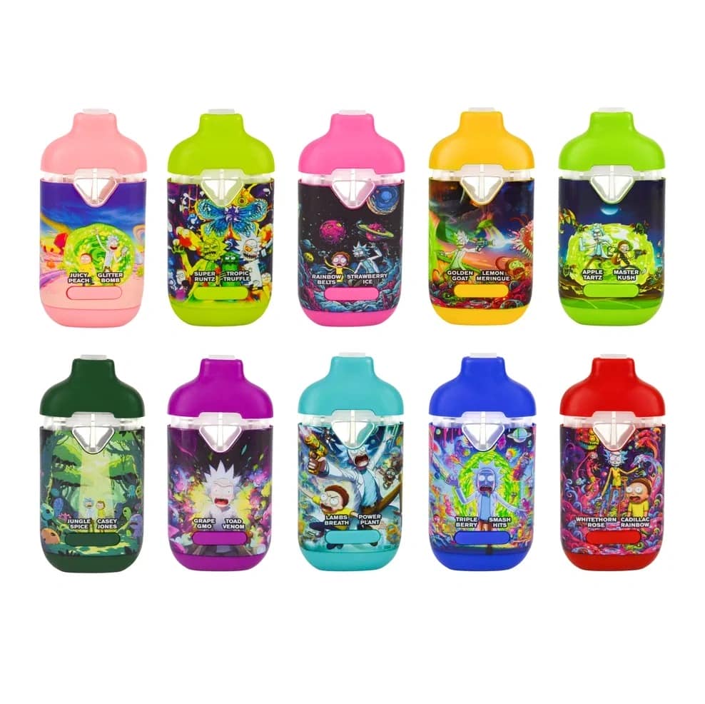 rick and morty 2g dual chamber rechargeable disposable vape – 10 flavor adventure pen