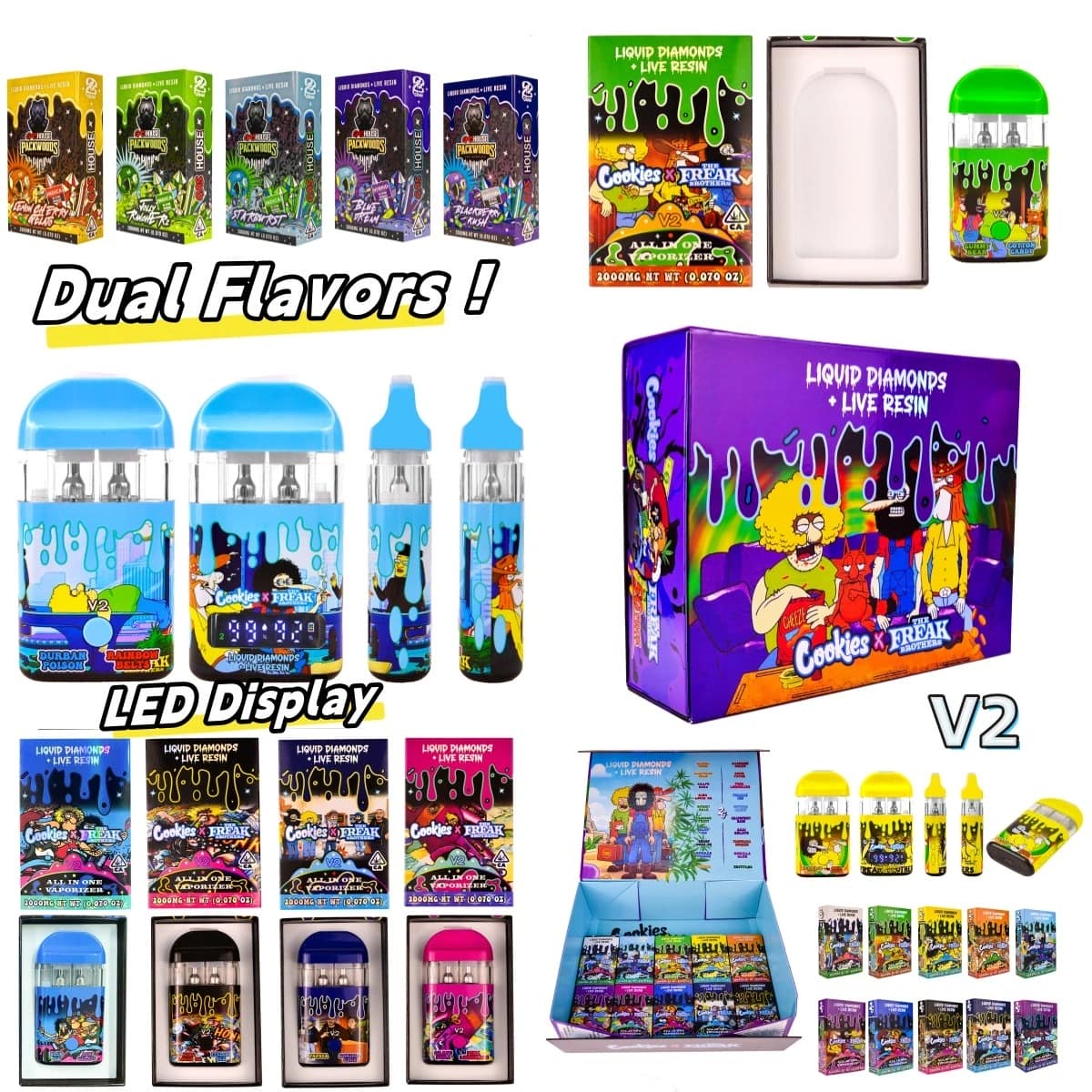 Cookies Dual Flavor 2G Disposable Vape Pen – Rechargeable LED Screen Preheat Thick Oil Vaporizer - Image 4