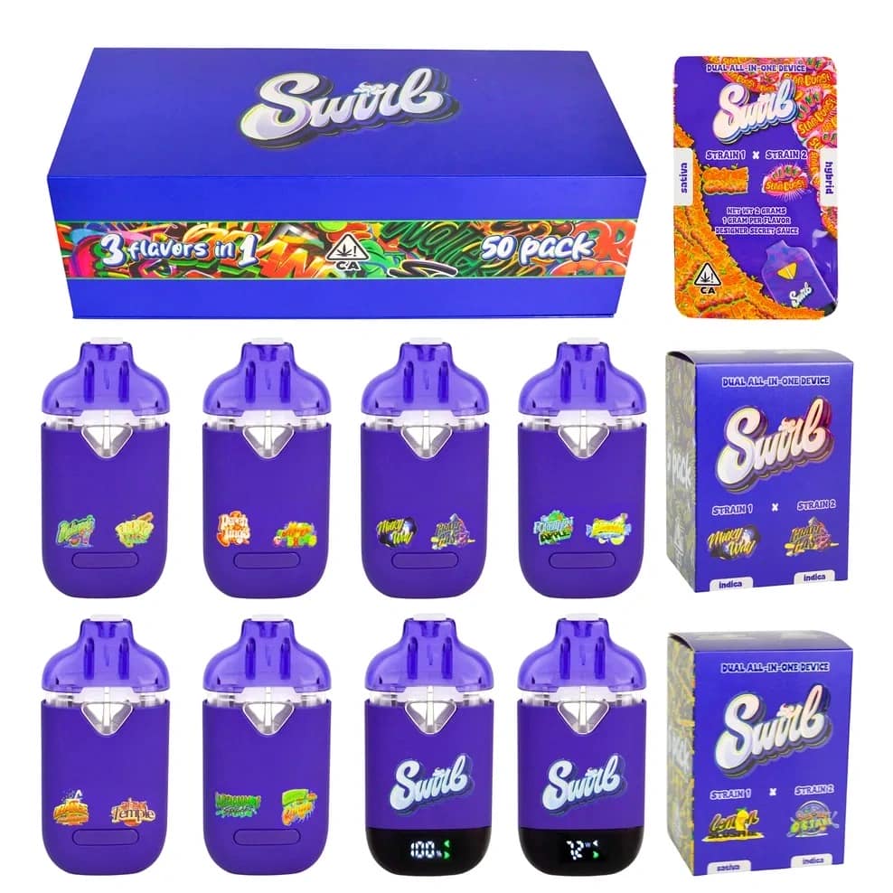 swirl dual chamber 2g disposable vape – rechargeable pod with 10 premium flavors